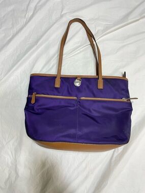 MICHAEL Michael Kors Purple Tote with Tan Trim